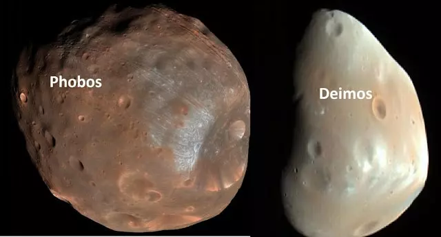 Mars gezegeninin iki küçük uydusu Phobos ve Deimos